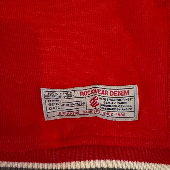 Y2K Rocawear Velour Red Jumpsuit Jacket And Pants Suit Size XXL Wide Legs - Picture 11 of 15